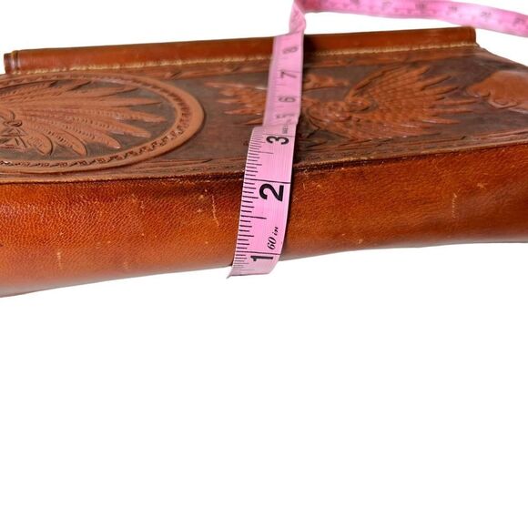 Vintage Abtik Hand-tooled Mayan Print Leather Clutch - Picture 14 of 16